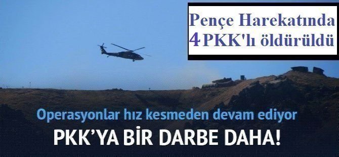 Pençe operasyon bölgelerinde 4 PKK'lı öldürüldü