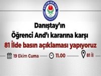 "Öğrenci Andı" kararı 81 ilde protesto edilecek