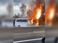 Bolu'da yolcu otobüsü alev aldı