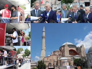 Ayasofya'nın ibadete açılışının yıldönümünde Kur'an ziyafeti gerçekleştirilip yemek ikramı yapıldı