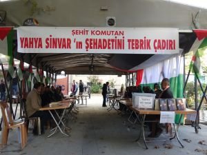 Malatya'da Yahya Sinvar'ın şehadetini tebrik çadırına yoğun ilgi