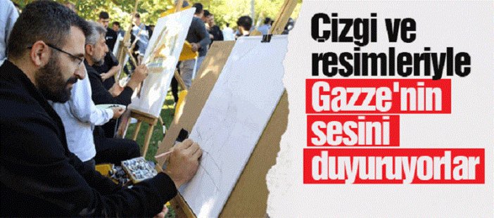 Çizgi ve resimleriyle Gazze'nin sesini duyuruyorlar