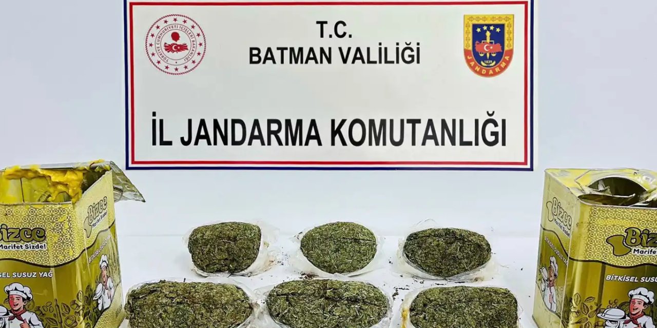 Batman'da yağ tenekesine gizlenmiş esrar yakalandı