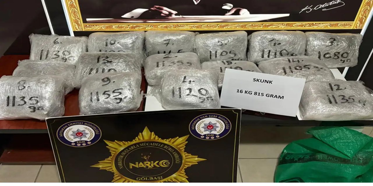 Adıyaman'da 16 kilogram skunk ele geçirildi