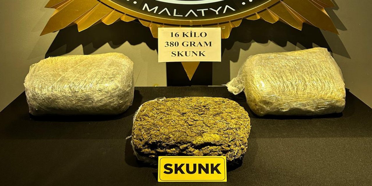 Malatya'da 16 kilogram 380 gram skunk ele geçirildi: 3 tutuklama