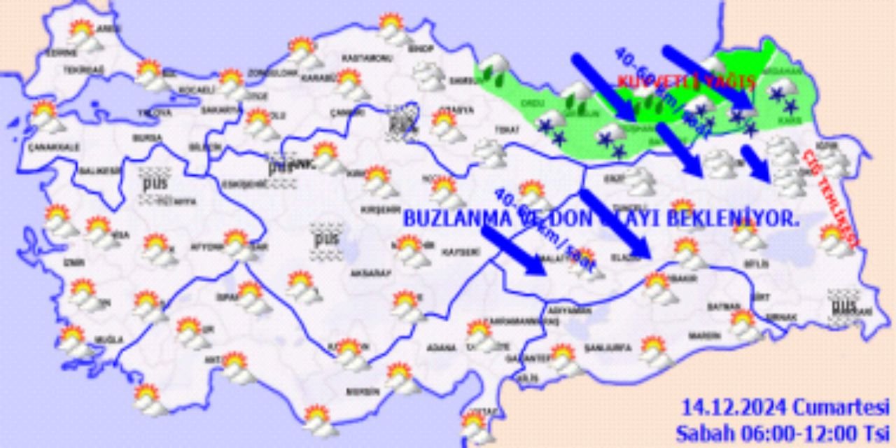 Meteorolojiden Kuvvetli Yağış, Rüzgar ve Çığ Uyarısı