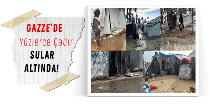 Han Yunus’ta çadırlar fırtına ve deniz suyuyla yerinden söküldü