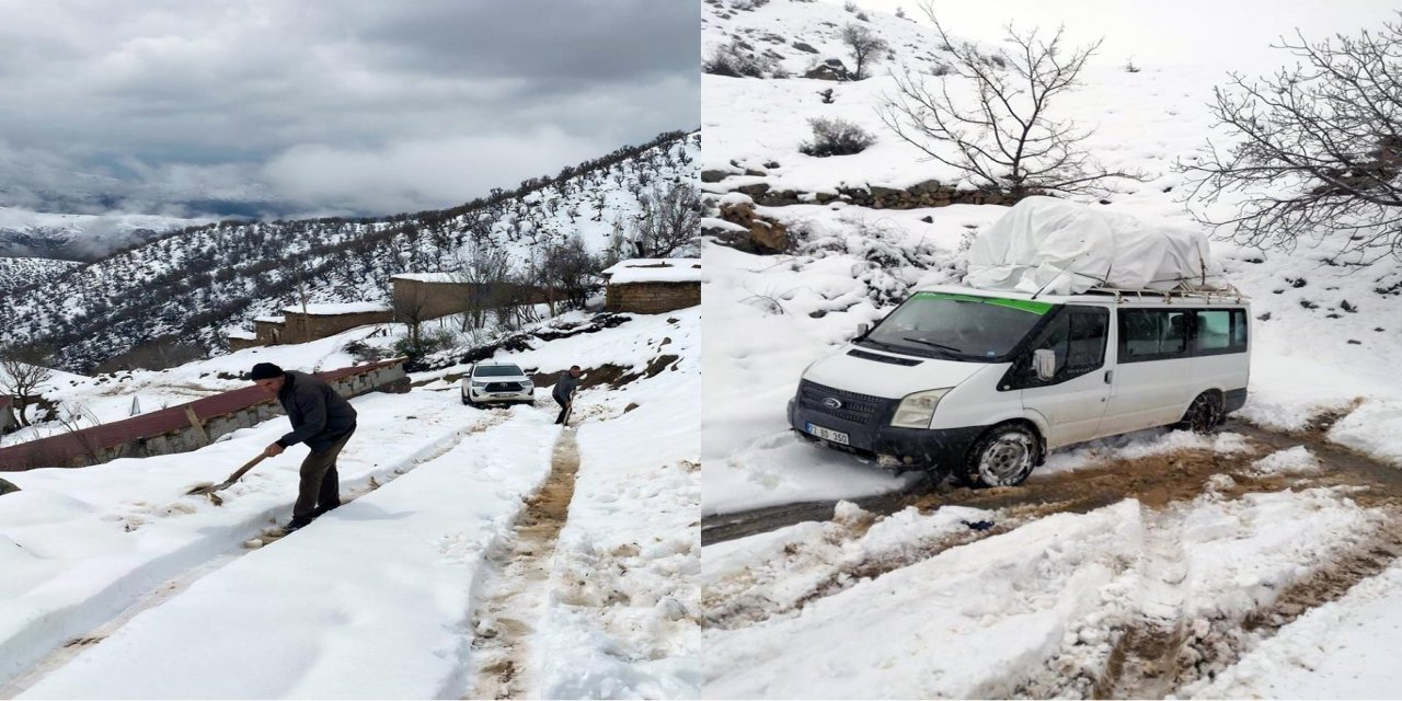 Sason'da kardan kapanan yollar açılıyor