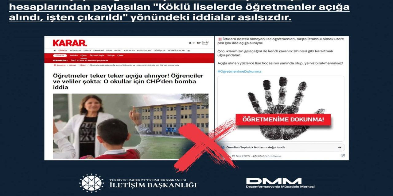 DMM: "Köklü liselerde öğretmenler açığa alındı" iddiası asılsızdır