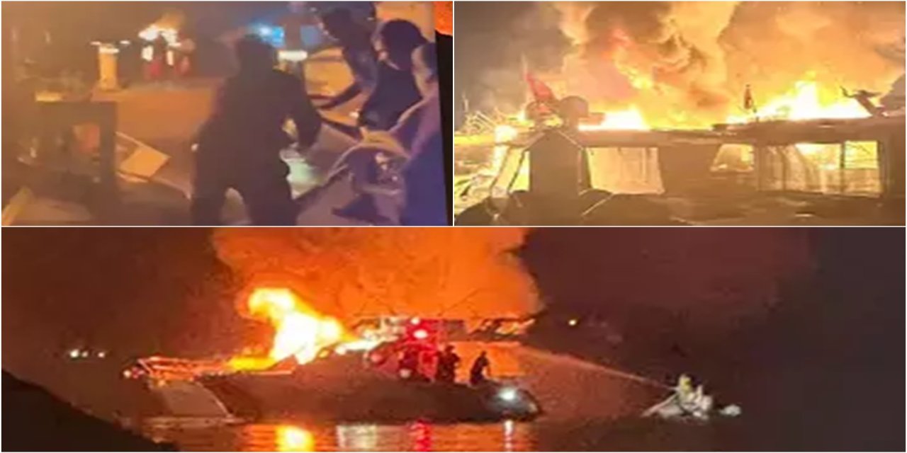 Tuzla'da tekne yangını: 4 tekne kül oldu