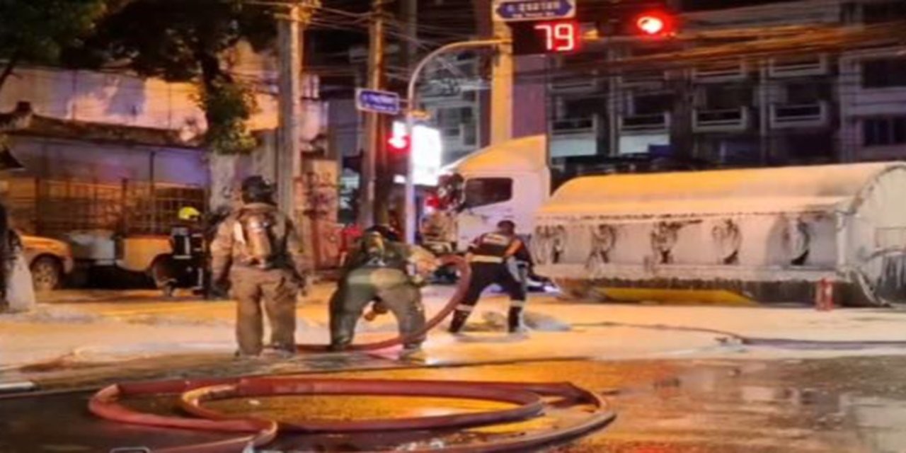 Tayland'da akaryakıt tankerinin karıştığı kazada faciadan dönüldü