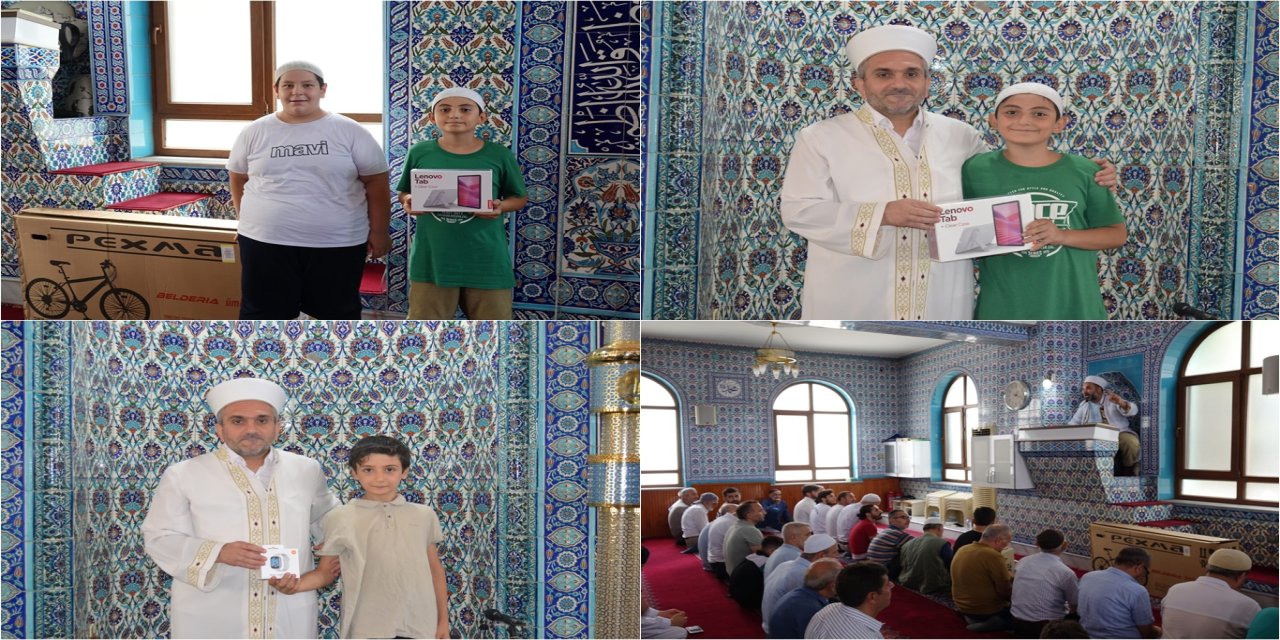 Bursa'da beş vakit namazı camide kılan çocuklar ödüllendirildi