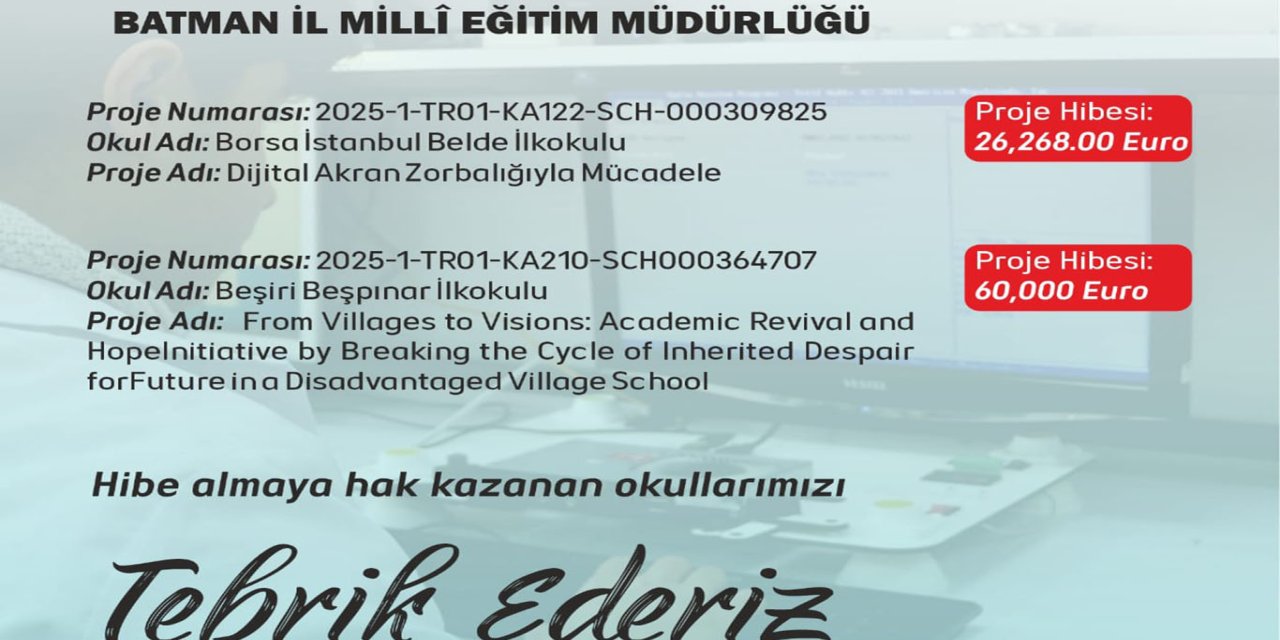 Batman'ın okulları Erasmus'ta başarı elde etti