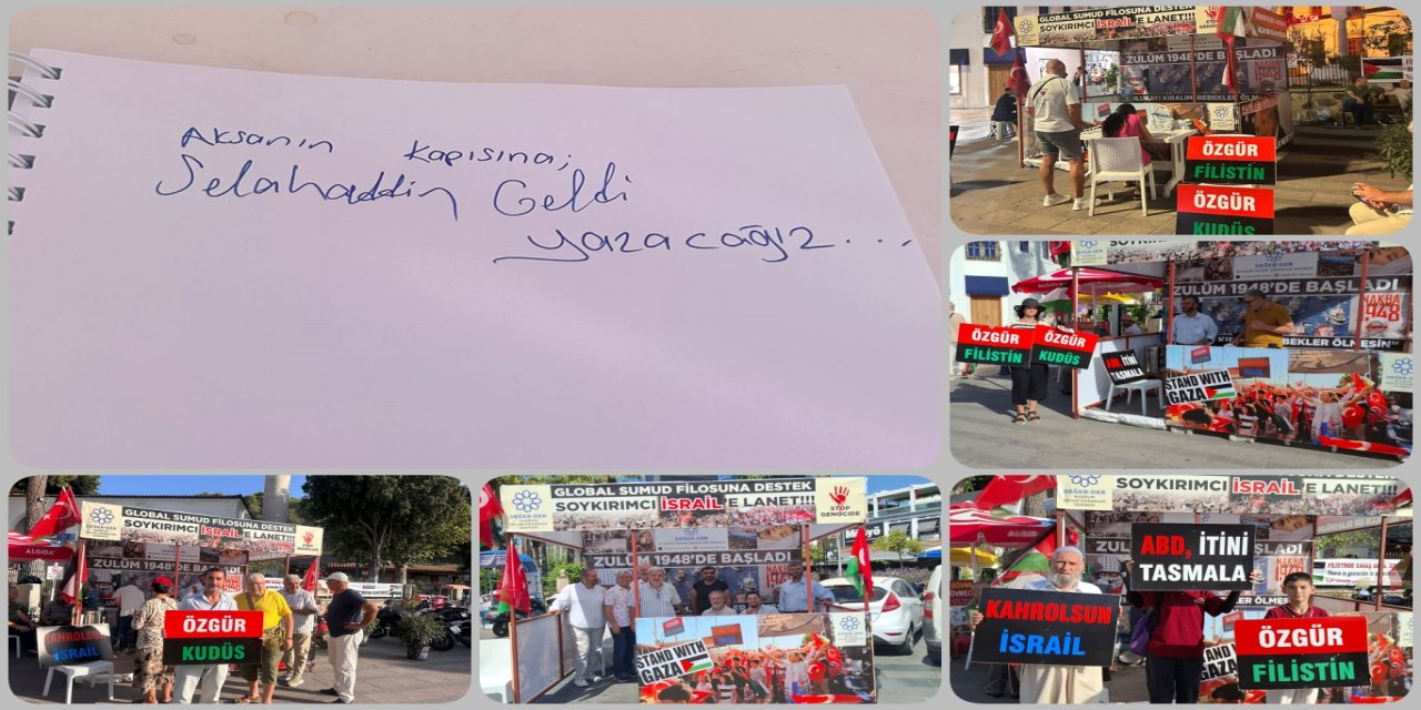 Bodrum'dan Gazze'ye destek: Sumud Filosu için nöbet standı kuruldu