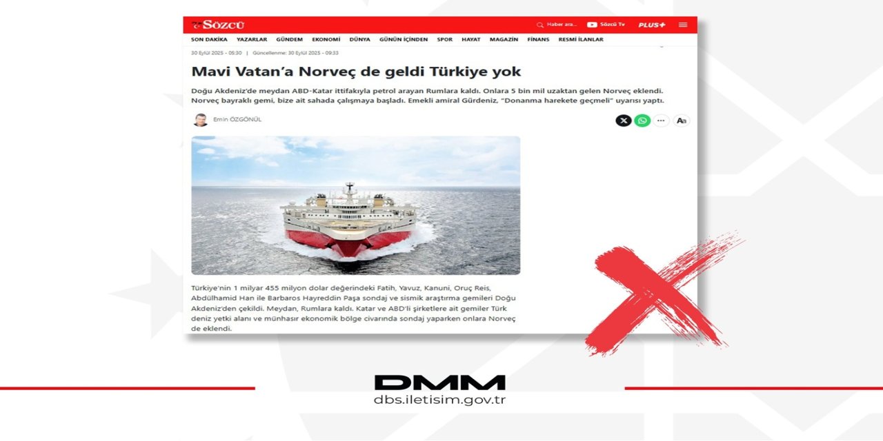 DMM: Doğu Akdeniz’deki sondaj ve sismik araştırma gemilerini geri çekilmedi