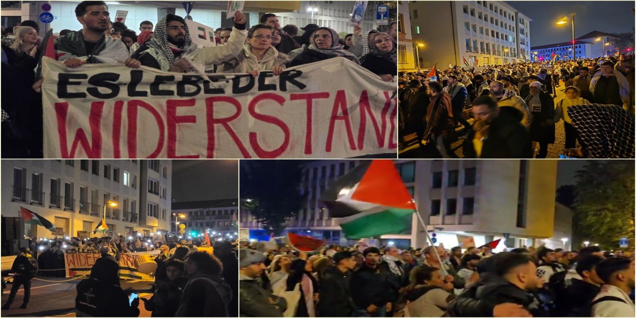 Frankfurt'ta binlerce kişi Filistin'e destek için toplandı