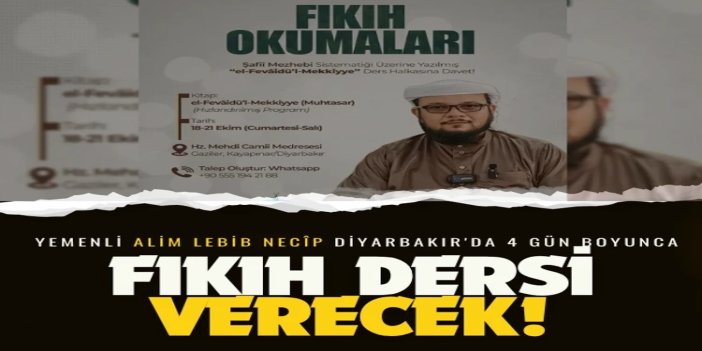 Yemenli alim Şeyh Abdullah Diyarbakır'da 4 gün boyunca fıkıh dersi verecek