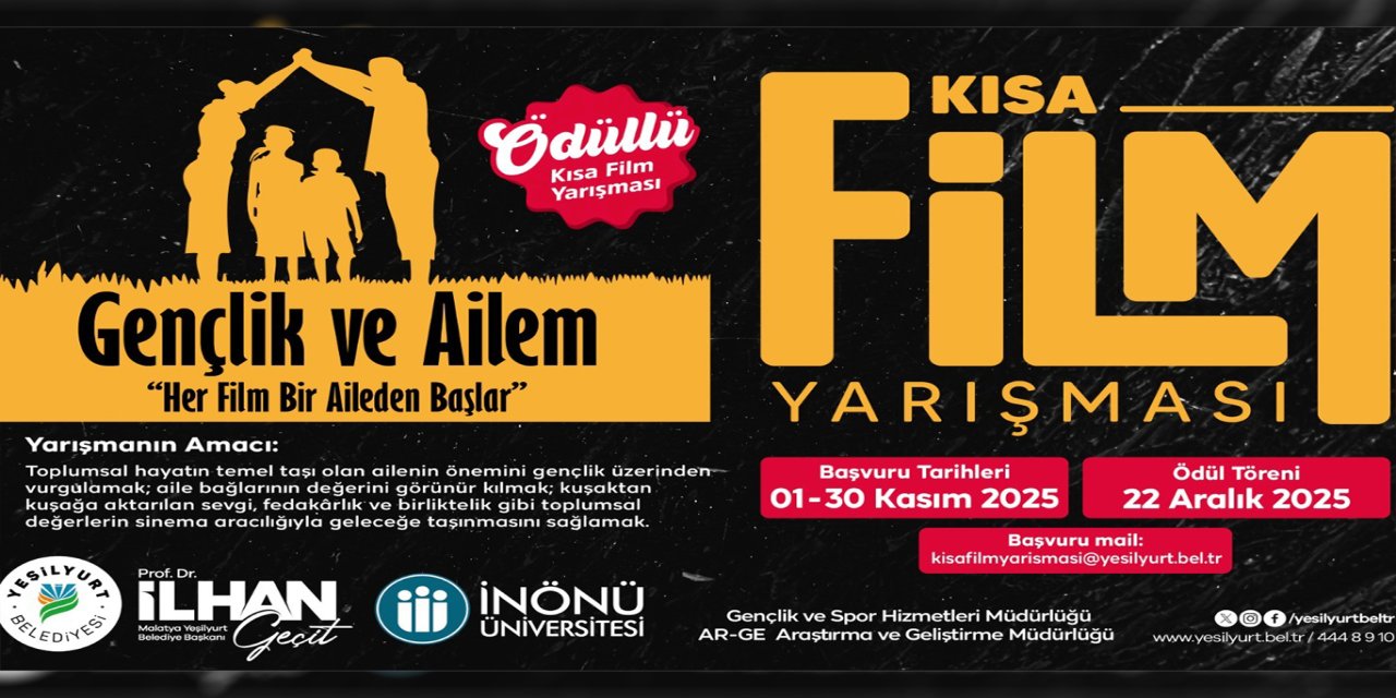 Yeşilyurt Belediyesi "Gençlik ve ailem" temalı ödüllü kısa film yarışması düzenliyor