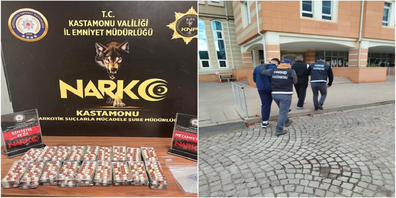 Kastamonu’da bin 56 adet sentetik ecza hapı ele geçirildi