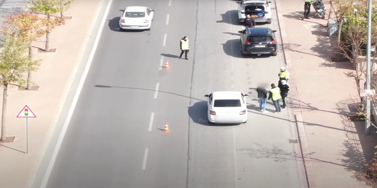Konya’da dron destekli trafik denetimi