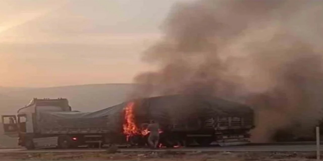 Seyir halindeki tır'da yangın: Erken müdahale felaketi önledi