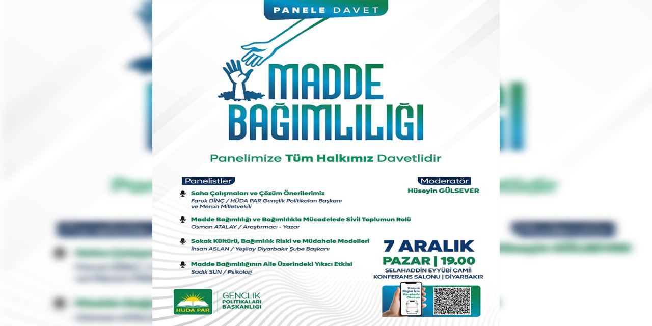 HÜDA PAR Gençlik Kolları Diyarbakır'da Madde Bağımlılığı paneli düzenliyor