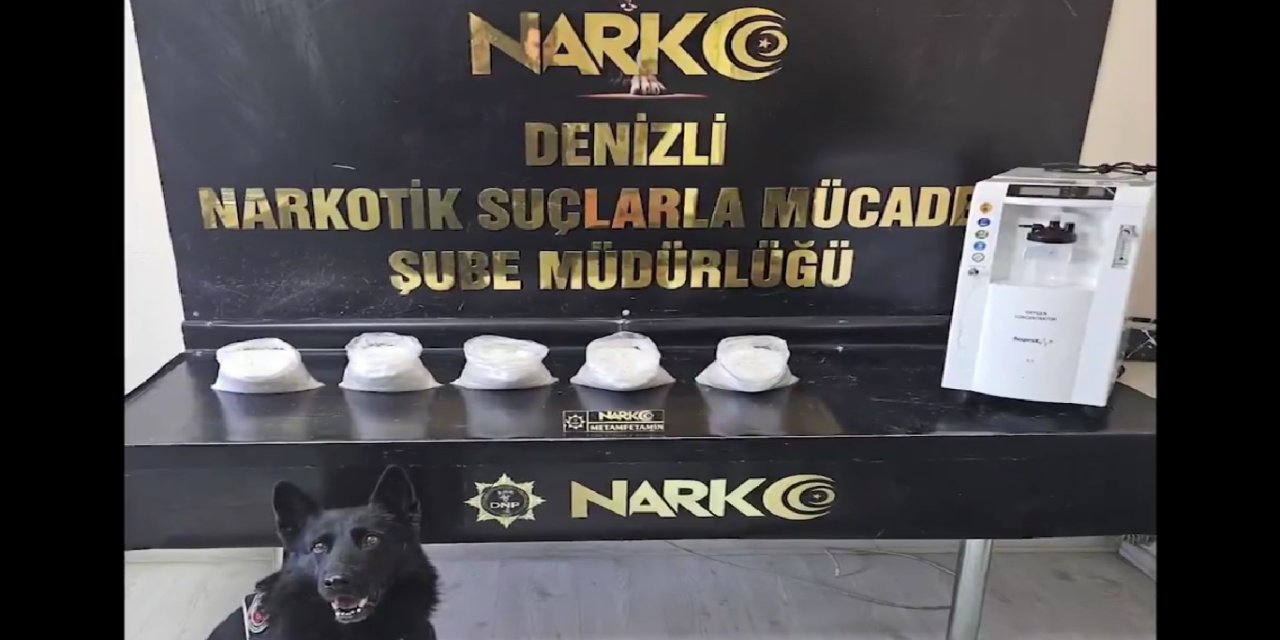 Denizli’de solunum cihazına gizlenmiş 5 kilogram metamfetamin ele geçirildi