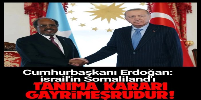 Cumhurbaşkanı Erdoğan: israil'in Somaliland'ı tanıma kararı gayrimeşrudur, kabul edilemez