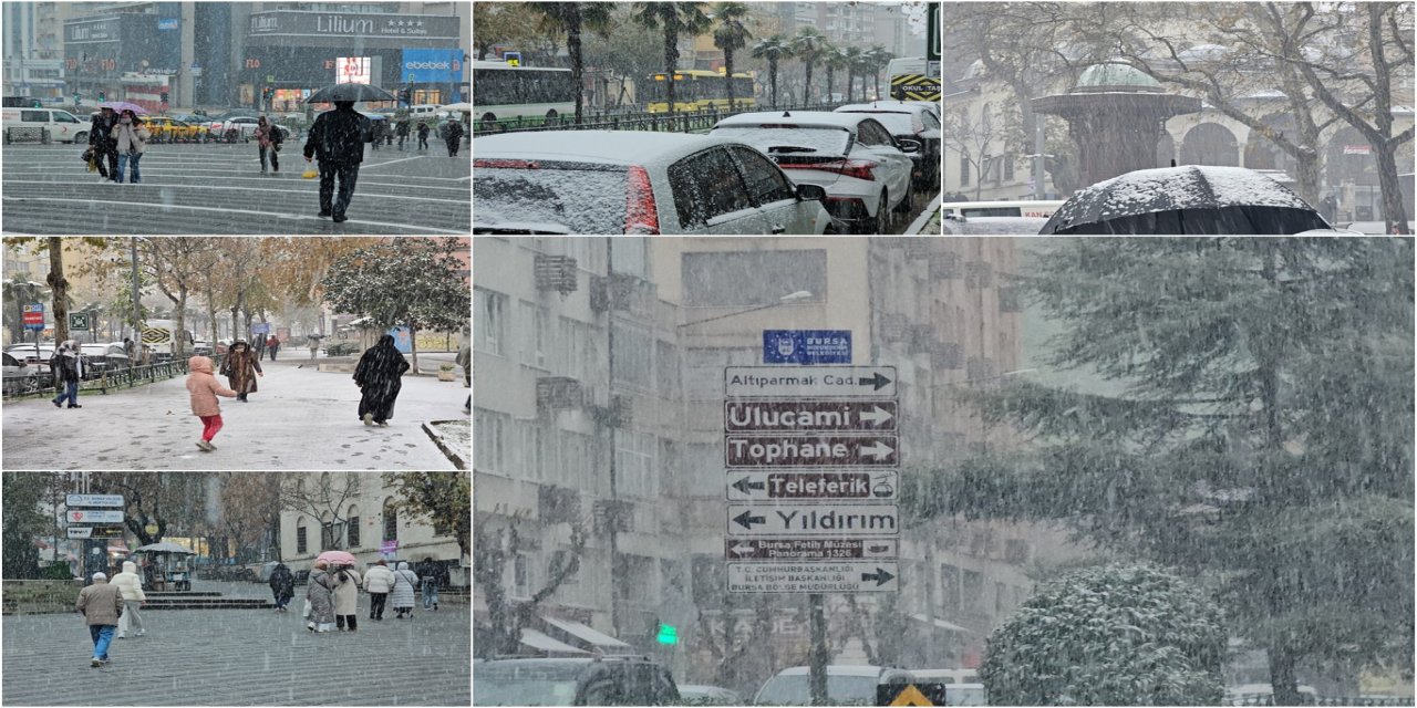 Bursa'da kar sevinci: Şehir merkezi beyaza büründü