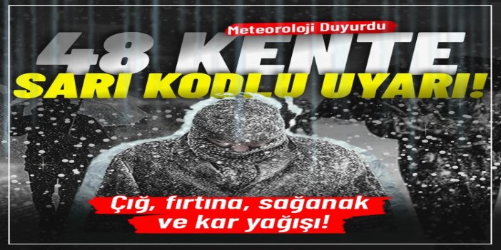 Meteorolojiden 48 il için sarı kodlu uyarı: Çığ, fırtına, sağanak ve kar yağışı