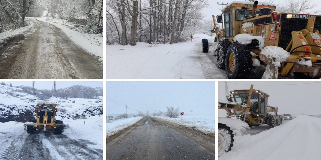Konya’nın 7 ilçesinde kar küreme çalışmaları aralıksız sürüyor