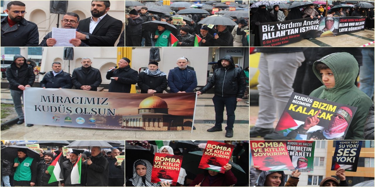 Yağmura rağmen Batman'da "Kudüs Miracımız Olsun" etkinliğine yoğun katılım