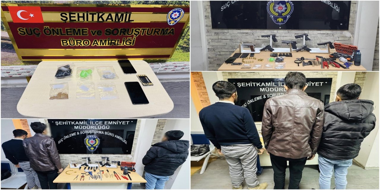 Gaziantep’te ruhsatsız silah ve uyuşturucu operasyonu: 3 şüpheli yakalandı