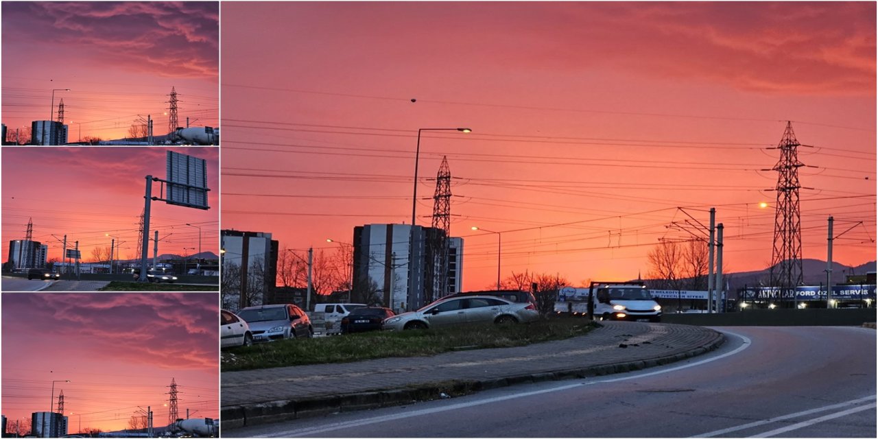 Bursa semalarında gün doğumuyla tablo gibi görüntü oluştu