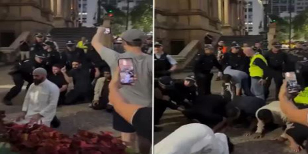 Siyonist Herzog'un ziyareti sırasında Avustralya polisinden namaz kılan Müslümanlara sert müdahale