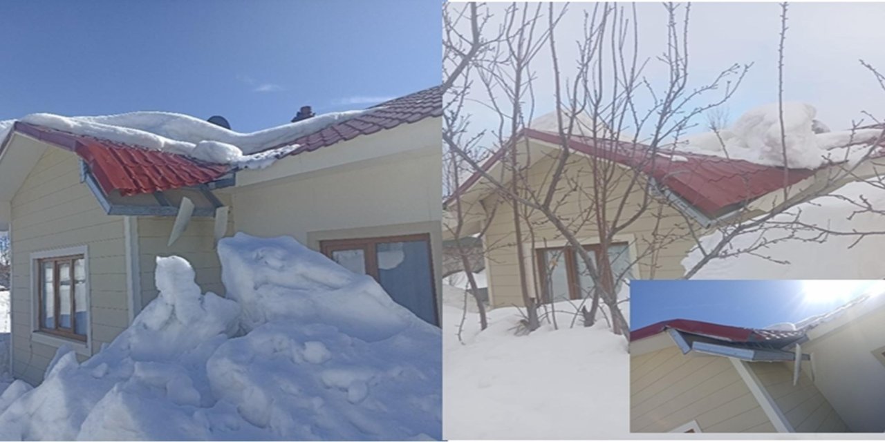 Bingöl’de kar ağırlığına dayanmayan deprem konutlarında çökme