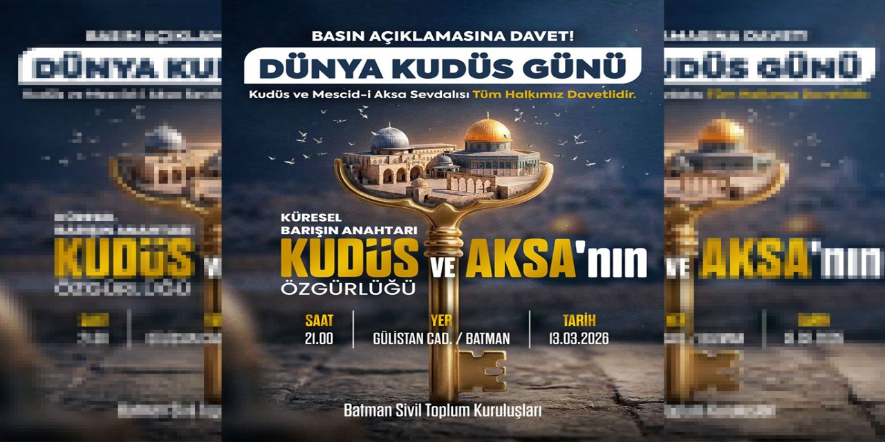 Batman'da "Dünya Kudüs Günü" için basın açıklaması yapılacak