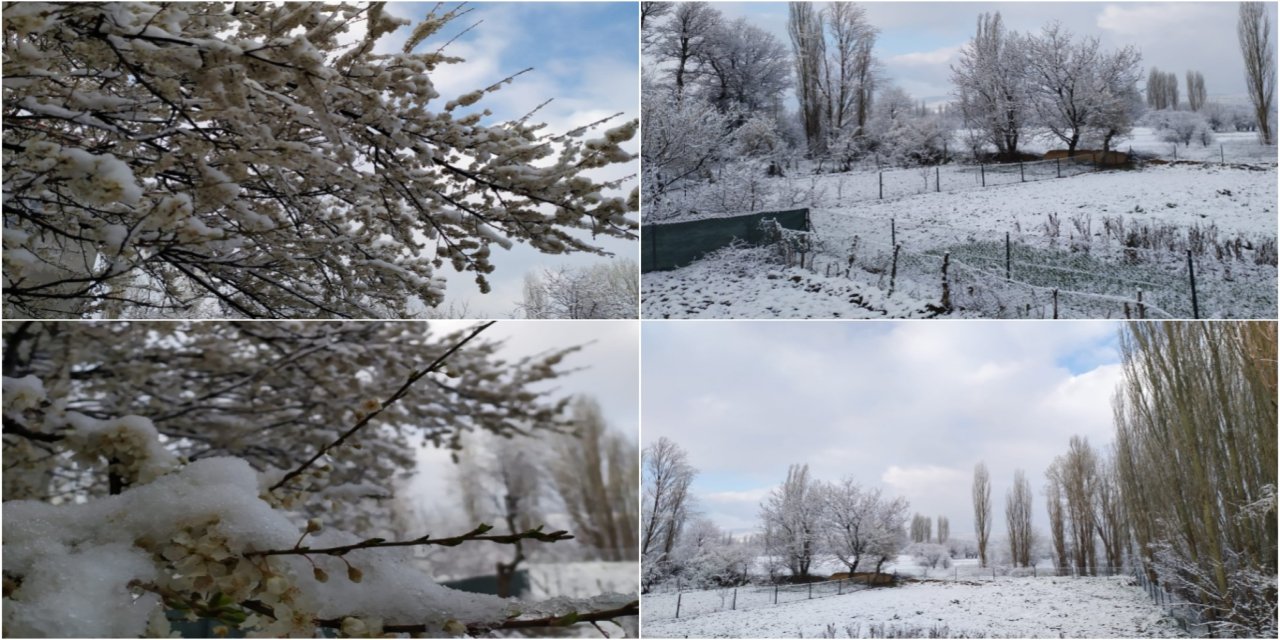 Konya’nın bazı ilçelerinde kar yağışı etkili oldu