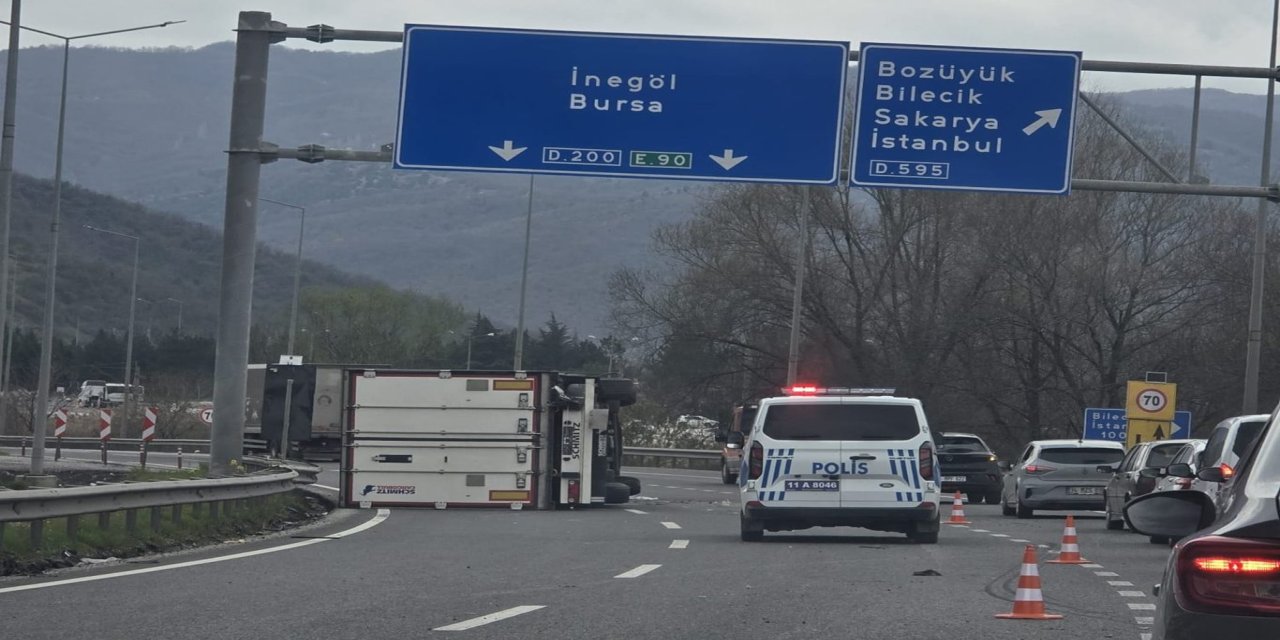 Bilecik'te kontrolden çıkan tır devrildi: Sürücü yaralandı