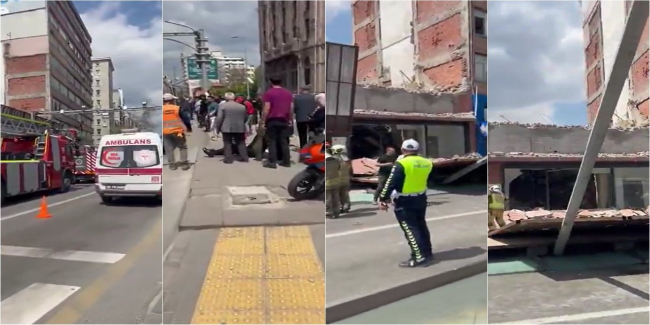 Ankara'da bina yıkımı sırasında platform devrildi: 3 yaralı