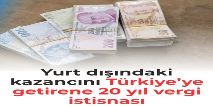 Yurt dışındaki kazancını Türkiye’ye getirene 20 yıl vergi istisnası