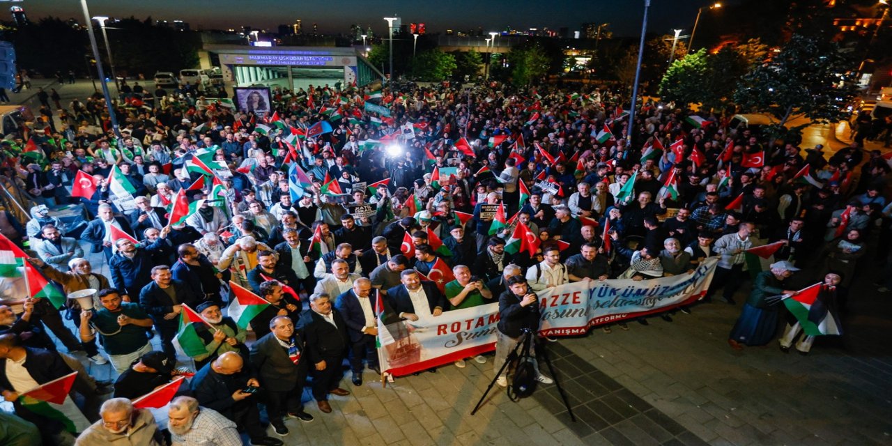 İstanbul'da yüzlerce kişi Sumud Filosu'na müdahaleyi protesto etti