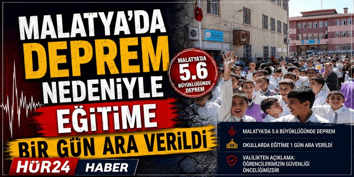 Malatya'da deprem nedeniyle eğitime bir gün ara verildi