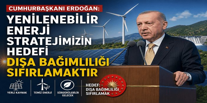 Cumhurbaşkanı Erdoğan: Yenilenebilir enerji stratejimizin hedefi dışa bağımlılığı sıfırlamaktır