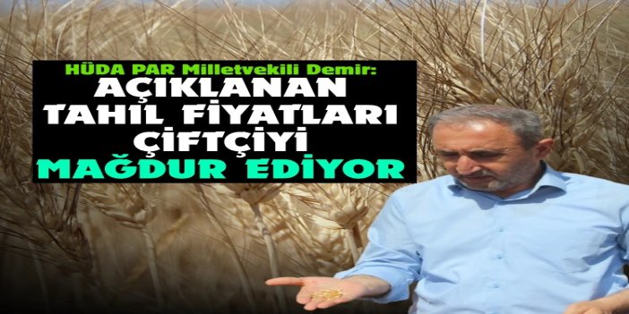 HÜDA PAR Milletvekili Demir: Açıklanan tahıl fiyatları çiftçiyi mağdur ediyor