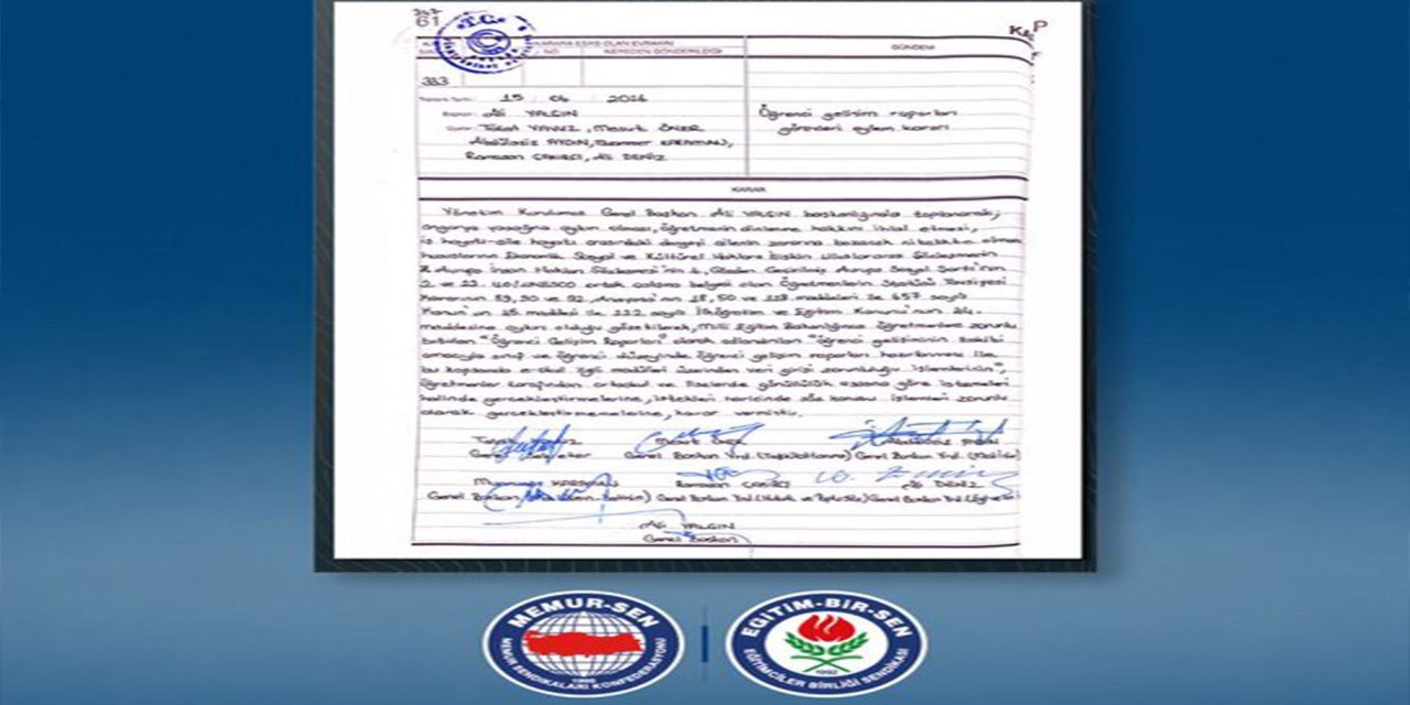 Eğitim-Bir-Sen'den öğrenci gelişim raporları için eylem kararı
