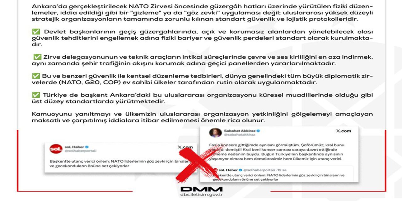 DMM: "NATO Zirvesi için binaların önüne set çekiliyor" iddiası gerçeği yansıtmıyor
