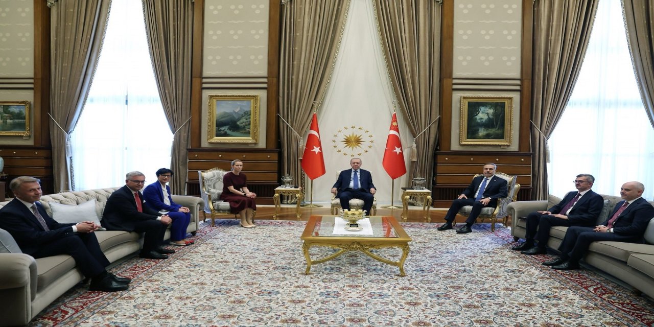 Cumhurbaşkanı Erdoğan, AB heyetini Cumhurbaşkanlığı Külliyesi'nde kabul etti