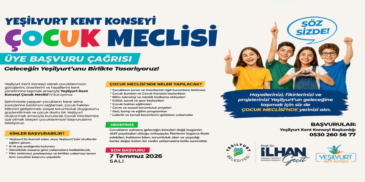 Yeşilyurt Kent Konseyi'nde çocuk meclisi kuruluyor