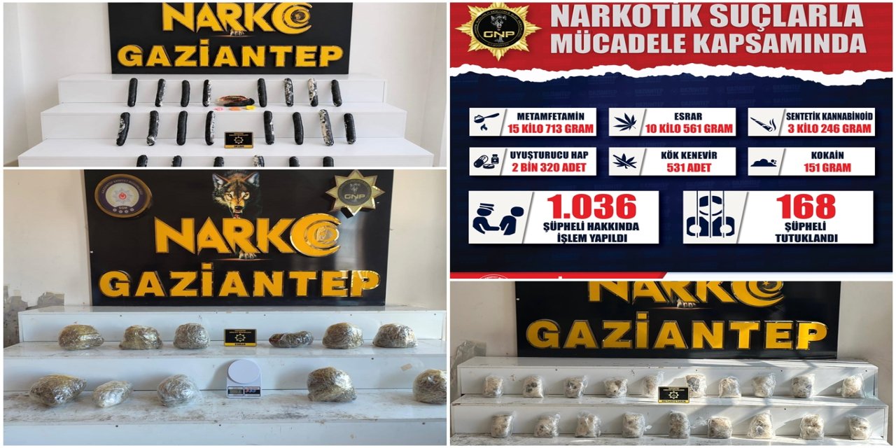 Gaziantep'te uyuşturucu operasyonlarında 168 kişi tutuklandı
